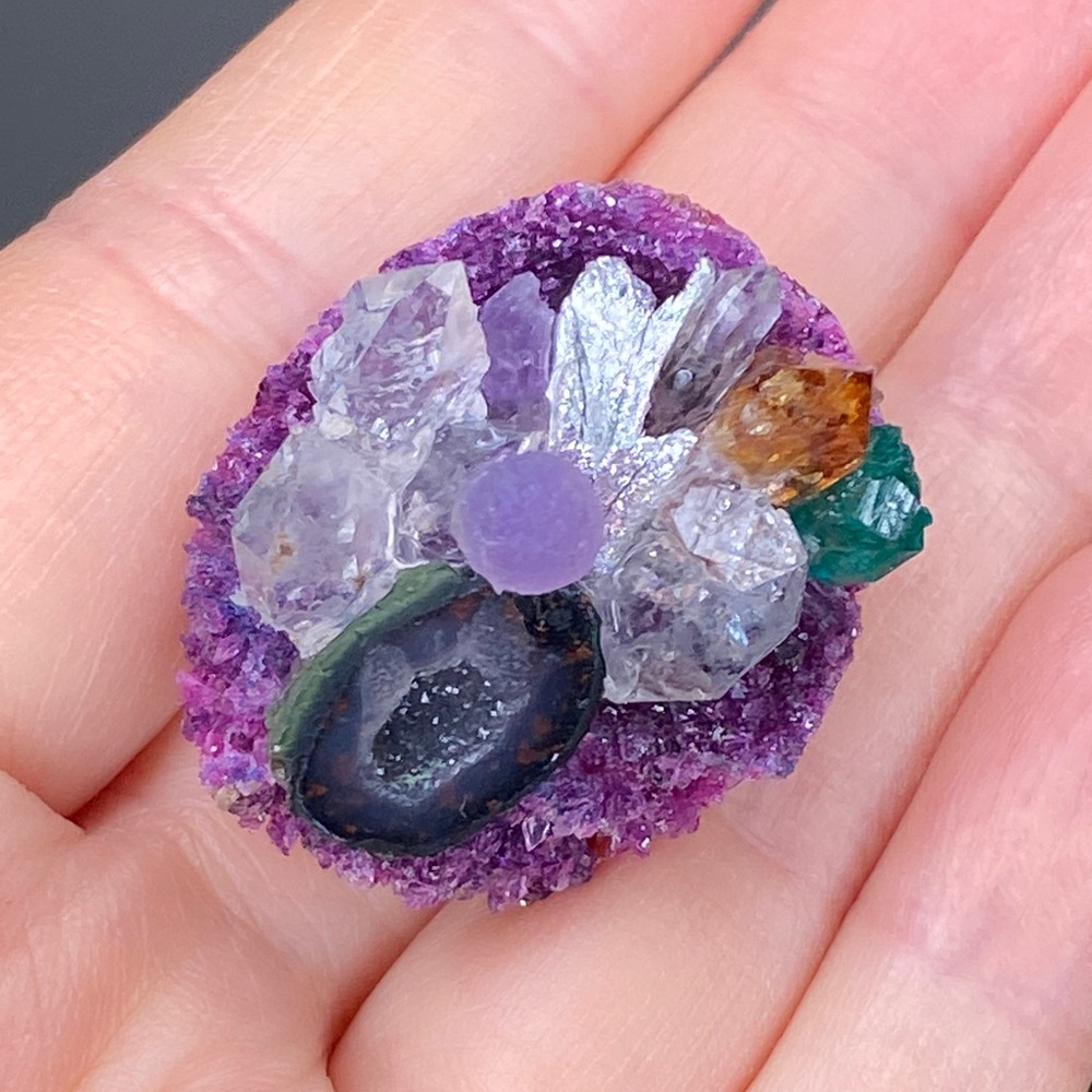 Adjustable Raw Crystal Statement Ring • Luxury Natural Druzy Chunky Stone Ring - Picture 3 of 13
